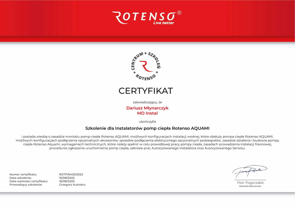 Certyfikat Rotenso