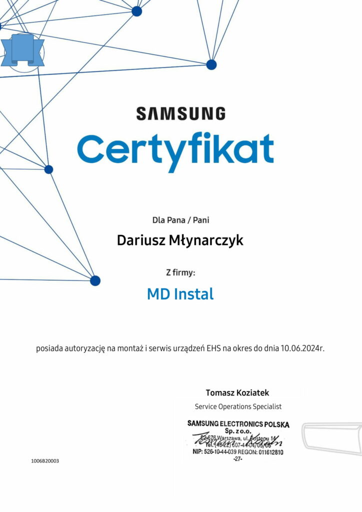 Certyfikat Samsung